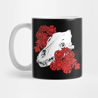 Wolf skull and flower Mug